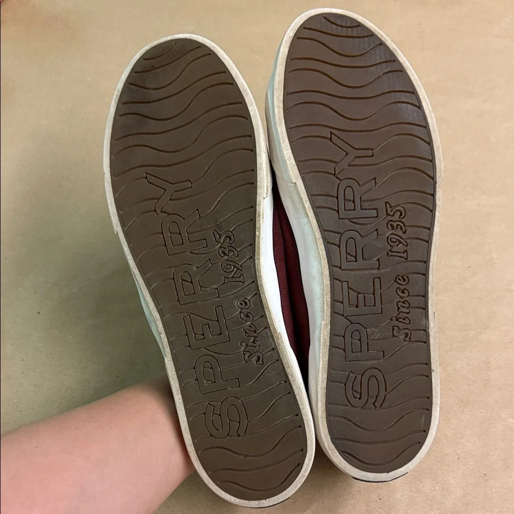 SPERRY Burgundy Canvas Sneakers - Women’s Comfy Slip-On Shoes - US Size 11 - Picture 13 of 13